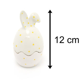 Ceramic Easter Egg Shaped Trinket Box | Polka Dot Bunny Egg Shape Trinket Pot | Decorative Jewellery Trinket Jar - Easter Gift