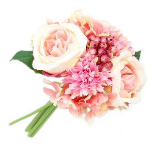 Decorative Artificial Floral Bunch Bridal Rose Hydrangea Flower Bouquet ~ Pink