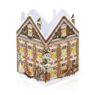 Deluxe Mini Advent Calendar Christmas Card - Nostalgic House Tealight Lantern - Brown House