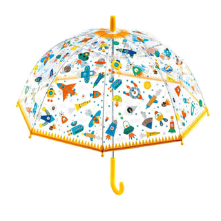 Djeco DD04707 Childrens Clear Dome Umbrella | Transparent Kids Umbrella - Space