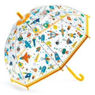 Djeco DD04707 Childrens Clear Dome Umbrella | Transparent Kids Umbrella - Space