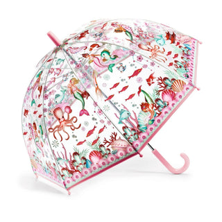 Djeco DD04717 Childrens Clear Dome Umbrella Transparent Kids Umbrella - Mermaid