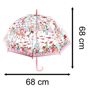 Djeco DD04717 Childrens Clear Dome Umbrella Transparent Kids Umbrella - Mermaid