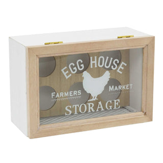 Farmers Market Egg Storage Tray Wooden Egg Holder | 6-Egg Crate Box for Kitchen