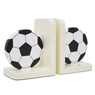 Football Soccer Ball Wooden Bookends For Kids | Childrens Book Ends | Book Stoppers For Shelves, Kids Room or Nursery Decor - Hand Made in UK