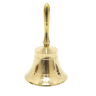 Gold Brass Mini Handheld Service Bell | 11cm Hand Bell School Bell | Small Dinner Bell Metal Reception Bell - Design Varies One Supplied