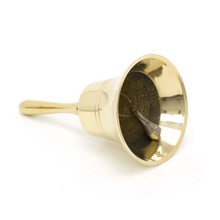 Gold Brass Mini Handheld Service Bell | 11cm Hand Bell School Bell | Small Dinner Bell Metal Reception Bell - Design Varies One Supplied