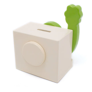 Green Dinosaur On White Money Box | Childrens Wooden Money Box | Piggy Bank, Saving Pot for Kids Room or Nursery Decor - Hand made in UK