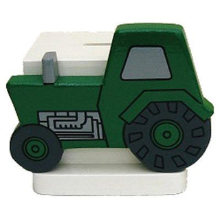 Green Tractor Money Box | Childrens Wooden Money Box | Piggy Bank, Saving Pot for Kids Room or Nursery Decor - Hand made in UK
