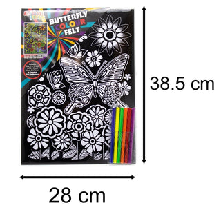 Kreative Kids Colourful Velvet Felt Art Picture Colouring Set For Children ~ Butterfly
