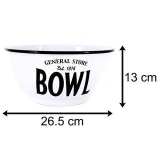 Large White Enamel Kitchen Cake Mixing Bowl | Multi-purpose Metal Bowl | Salad Fruit Serving Bowl