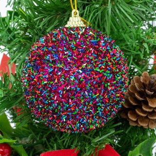 Pack Of 3 Multicoloured Tinsel Christmas Tree Baubles | 3 Piece Christmas Tree Hanging Ornament | Xmas Baubles Christmas Baubles Christmas Decorations
