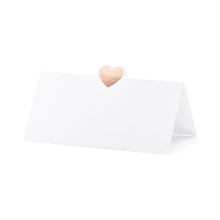 Rose Gold Heart Pack Of 10 Wedding Place Cards | Wedding Table Name Cards | Small Tent Cards Place Name Cards