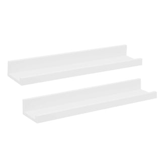 Set Of 2 Floating Shelves Photo Display Wall Shelves | Pack Of 2 Abs Plastic Picture Shelves | Spice Rack Ornament Shelving Set