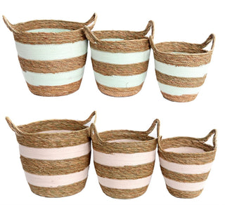 Set Of 3 Gorgeous Festival Vibe Storage Basket With Handles