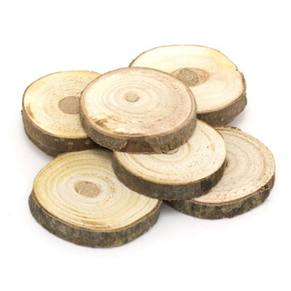Set of 8 Wood Slices Coasters | Rustic Wedding Decorations Candle Stand | Tree Log Slices Drinks Coasters - 6-8 cm