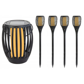 Set Of Flame Effect Solar Garden Light | 3 In 1 Outdoor LED Flame Torch Light