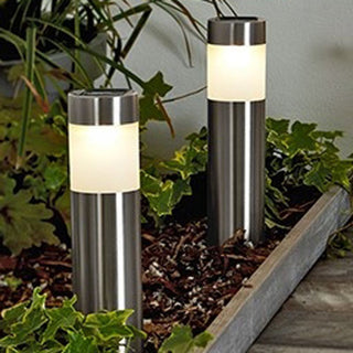 Set Of Silver LED Solar Garden Stake Light | Decorative Outdoor Pathway Light
