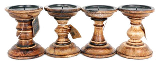 Traditional Wooden Candlestick - Handcrafted Wood Candle Stick Holder - Natural