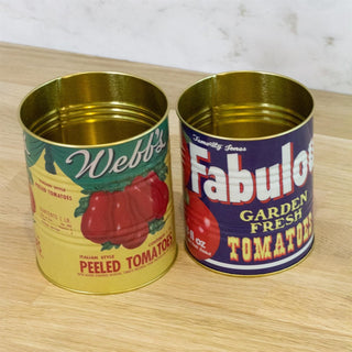 Vintage Style 2-Piece Storage Tin Set | Decorative Metal Tinned Tomato Tin Cans