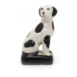 Vintage Style Porcelain Dalmatian Dog Ornament On Stand | Retro Animal Figurine Dog Statue Sculpture | Black And White Dog Statue - Design Varies One Supplied