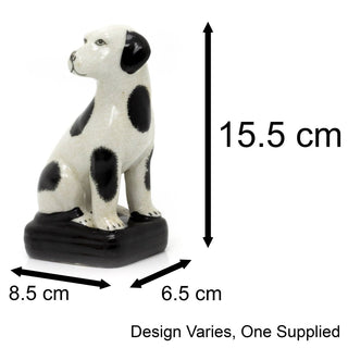 Vintage Style Porcelain Dalmatian Dog Ornament On Stand | Retro Animal Figurine Dog Statue Sculpture | Black And White Dog Statue - Design Varies One Supplied