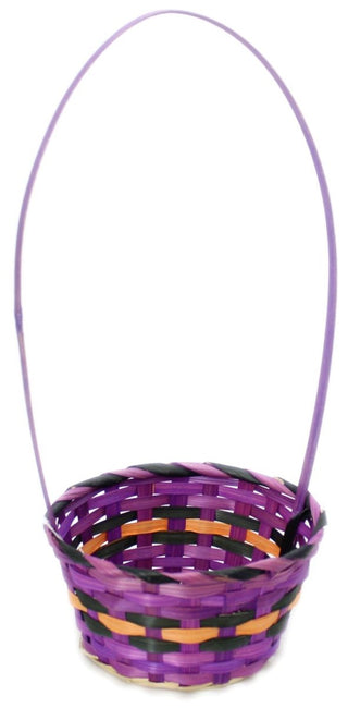 Woven Halloween Trick Or Treat Basket Sweet Candy Bucket ~ Purple
