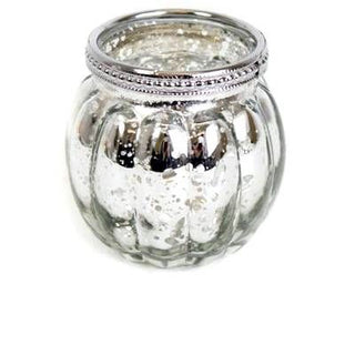 Antique Silver Ribbed Candle Pot Tealight Holder 8cm x 7cm