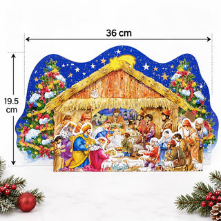 Freestanding Nativity Advent Calendar, 36cm Glitter Christmas Story Calendar
