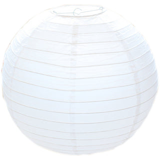 30Cm White Paper Lampshade - Classic Bamboo Style Ribbed Paper Lantern Lamp Shade