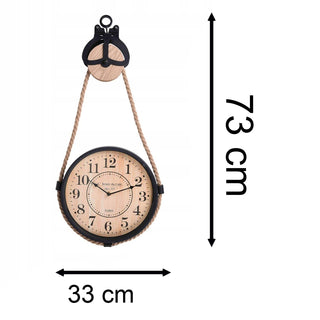 Industrial French Style Clock On Pulley | Rustic Paris Metal Hanging Wall Clock