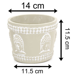 11.5cm Grey Stone Buddha Planter Garden Plant Pot | Indoor Outdoor Buddha Head Cachepot | Zen Garden Flower Pot