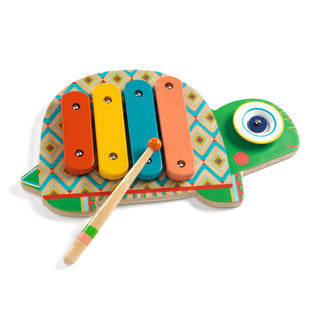 Djeco DJ06034 Animambo Turtle Cymbal & Xylophone | Kids Musical Toy Instrument