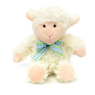 White Sheep with Ribbon Soft Toy | Cuddly Plush Lamb Stuffed Animal for Kids