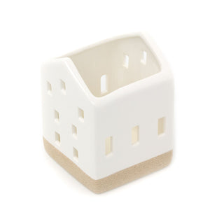 Ceramic House Shaped with Natural Base | Christmas Tealight Candle Holder