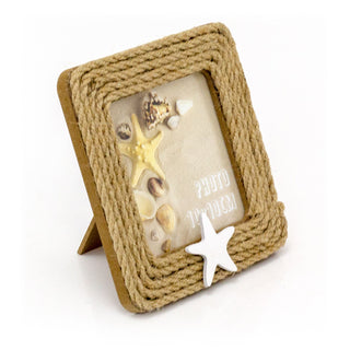Nautical Jute Rope Photo Frame | White Star Rustic Rope Picture Frame - 10x10cm