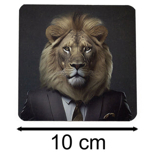 Set of 6 Jungle Animal Head Coasters | Safari Cork Backed Coaster Set - 10cm