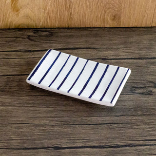 Harbour Stripe Ceramic Soap Dish | Nautical Bathroom Soap Bar Storage Holder