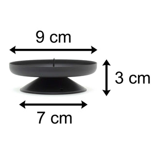 Traditional Black Metal Candle Holder Candle Plate | Pillar Candle Dish Candlestick | Round Votive Candle Holders