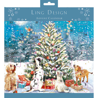 Around the Tree Christmas Advent Calendar, 23cm Dogs & Christmas Tree