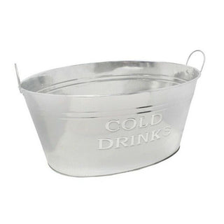 Large Oval Metal Drinks Pail | Party Ice Bucket Cooler With Handles - 20L