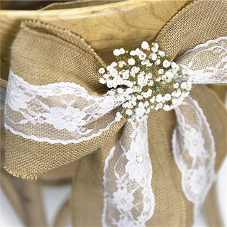 Jute And Lace Vintage Chair Bows | Hessian Chair Sashes For Wedding | Rustic Wedding Decorations