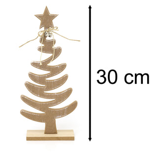 Rustic Wooden Christmas Tree On Stand | Handcrafted Xmas Tree Ornament - 30cm