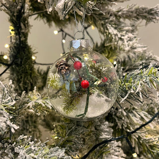 8cm Pine Cone And Berry Christmas Bauble | Snow Christmas Ball Tree Decorations | Xmas Bauble Christmas Decor - Design Varies One Supplied
