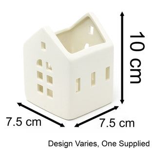 White Ceramic House Christmas Tealight Candle Holder | Tea Light Votive Holder