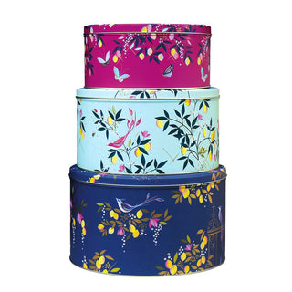 Sara Miller Set Of 3 Orchard Design Round Nesting Cake Tins | Cake Storage Tins