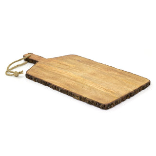 Rustic Bark Chopping Board | Mango Wood Rectangular Paddle Cutting Board 50x25cm
