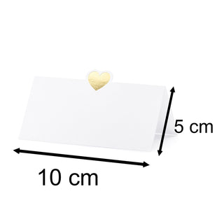 Pack Of 10 Gold Heart Wedding Place Cards | Wedding Table Name Cards White Place Card For Table | 10 Piece Small Tent Cards Place Name Cards