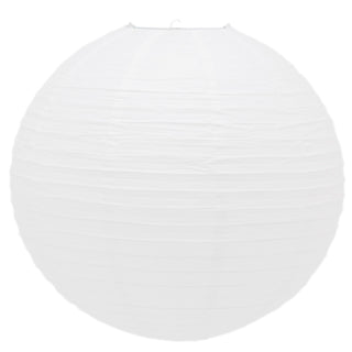 50Cm White Paper Lampshade - Classic Bamboo Style Ribbed Paper Lantern Lamp Shade