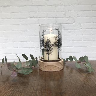 Beautiful Tree Glass Wood Candle Tealight Holder